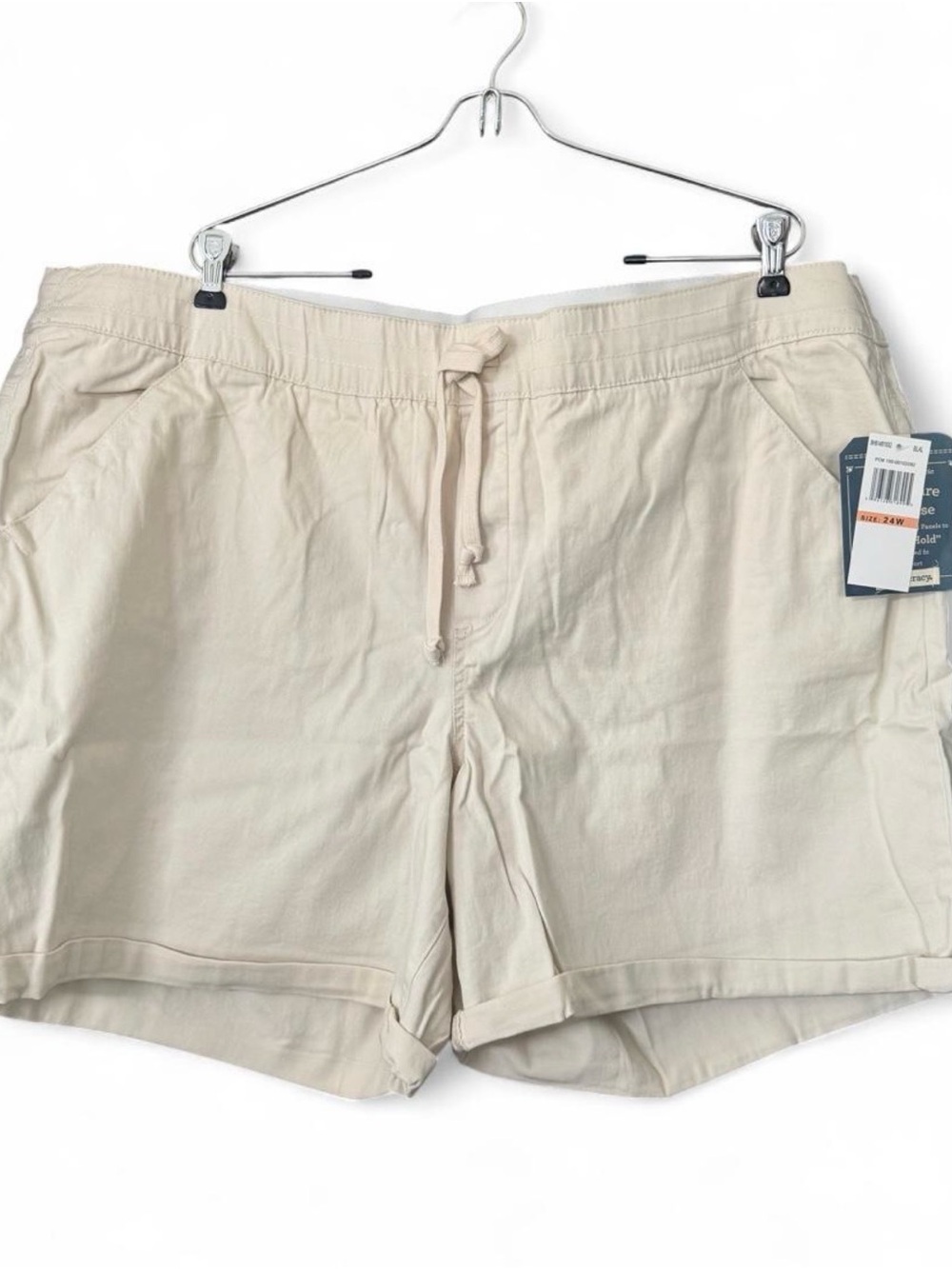 Democracy High Waist Drawstring Shorts - Beige Cream